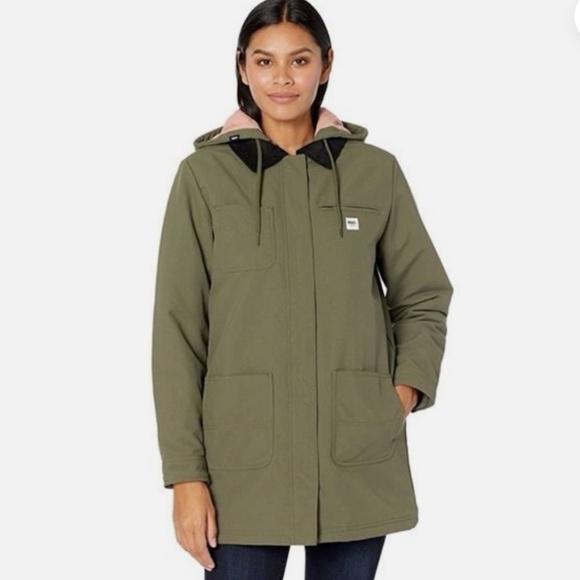 VANS Women’s Drill Chore Long Coat Corduroy Collar Hooded Jacket Size S MTE - Picture 3 of 16